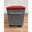 Sedus Rollcontainer mit rotem Sitzkissen abschließbar grau